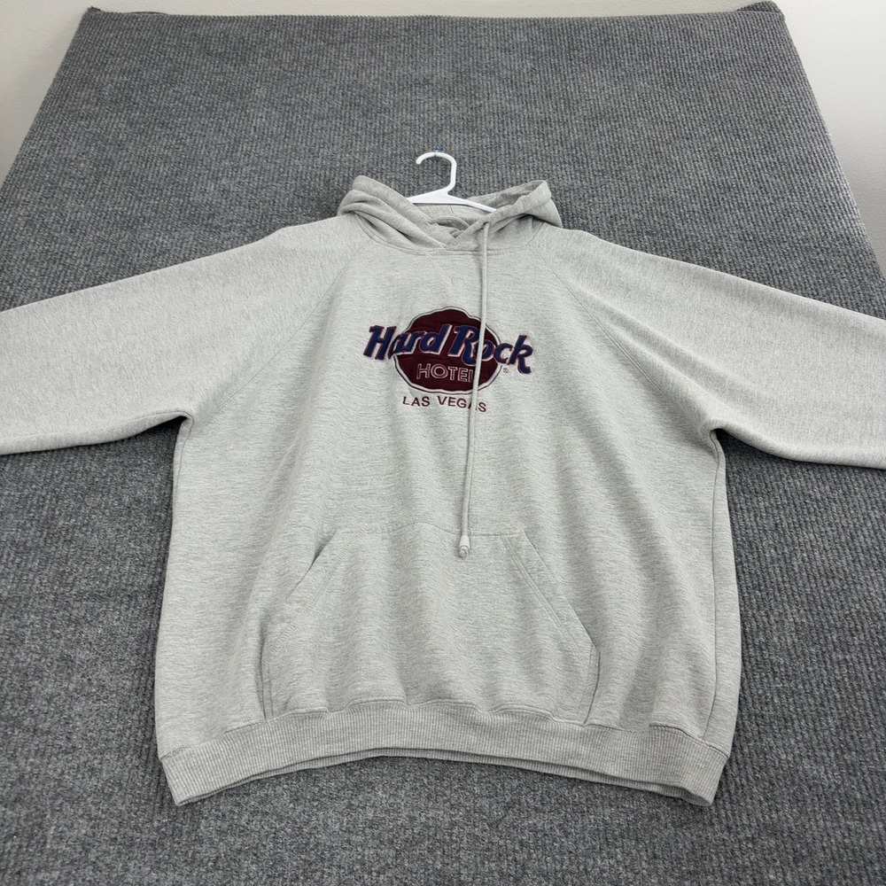 Vintage Hard Rock Hotel Hoodie Mens XXL Grey Cotton Blend Las‎ Vegas Pullover